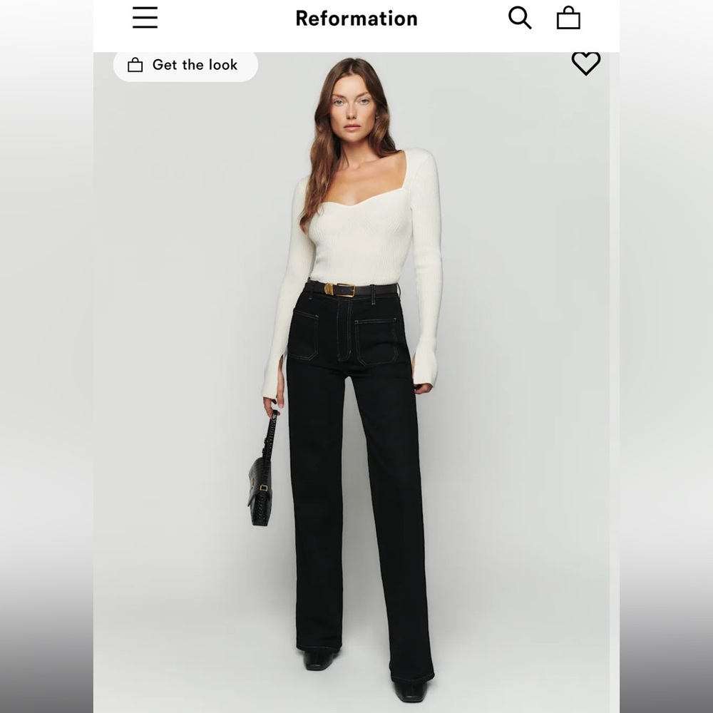 Reformation Alyssa high rise wide leg long jean in black